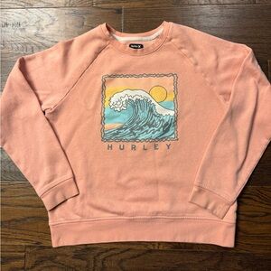 Hurley women size, large Coral Wave Graphic Crewneck Sweater beach style trendy